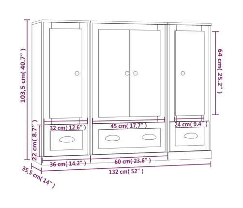 Kõrged Kapid 3 Tk, Suitsutatud Tamm, Tehispuit