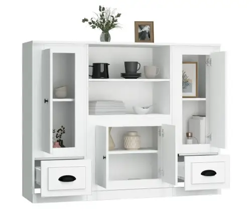 Kõrged Kapid 3 Tk, Valge, Tehispuit