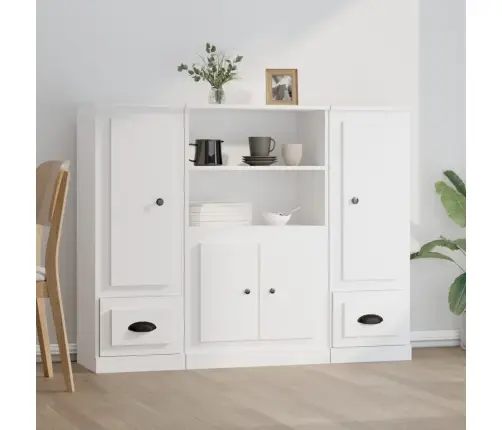 Kõrged Kapid 3 Tk, Valge, Tehispuit