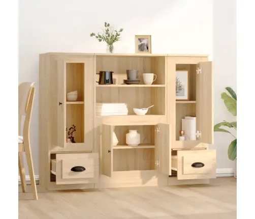 Komodos, 3Vnt., Sonoma Ąžuolo Spalvos, Apdirbta Mediena Komodos, 3Vnt., Sonoma Ąžuolo Spalvos, Apdirbta Mediena