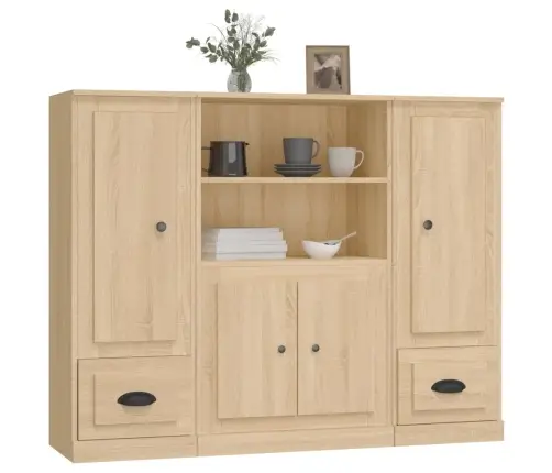 Komodos, 3Vnt., Sonoma Ąžuolo Spalvos, Apdirbta Mediena Komodos, 3Vnt., Sonoma Ąžuolo Spalvos, Apdirbta Mediena