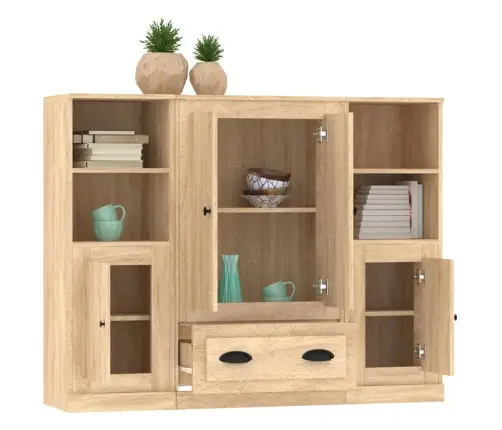 Augstie Skapji, 3 Gab., Ozolkoka Krāsā, Inženierijas Koks Vidaxl