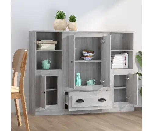 Kõrged Kapid 3 Tk, Hall Sonoma Tamm, Tehispuit