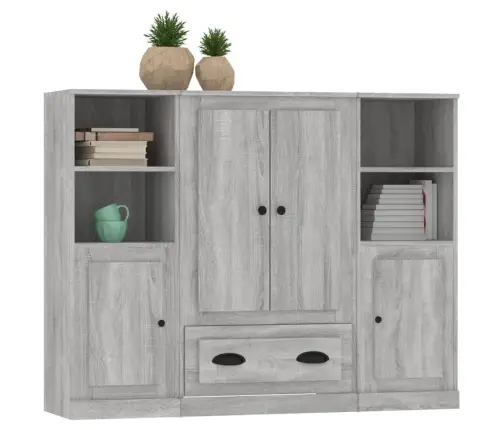 Kõrged Kapid 3 Tk, Hall Sonoma Tamm, Tehispuit