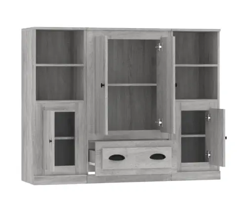 Kõrged Kapid 3 Tk, Hall Sonoma Tamm, Tehispuit