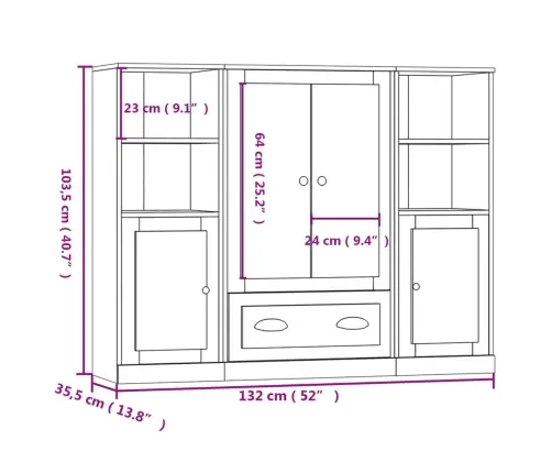 Kõrged Kapid 3 Tk, Hall Sonoma Tamm, Tehispuit
