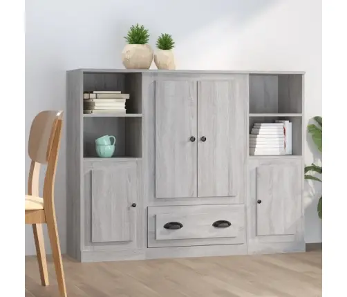 Kõrged Kapid 3 Tk, Hall Sonoma Tamm, Tehispuit