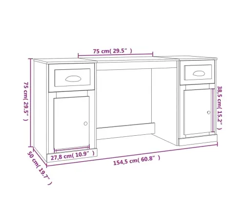 Kapiga Kirjutuslaud, Valge, Tehispuit