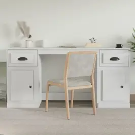 Rašomasis Stalas Su Spintele, Baltos Spalvos, Apdirbta Mediena