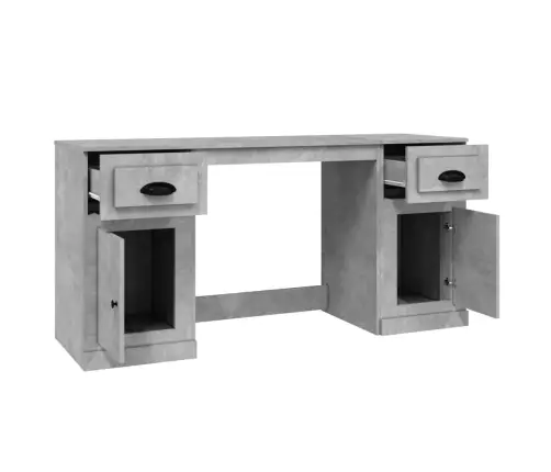 Rašomasis Stalas Su Spintele, Betono Pilkas, Apdirbta Mediena
