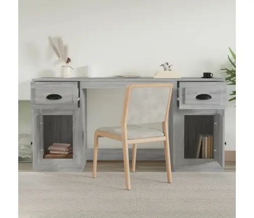 Rakstāmgalds Ar Skapīti, Pelēka Ozola Krāsā, Inženierijas Koks Vidaxl