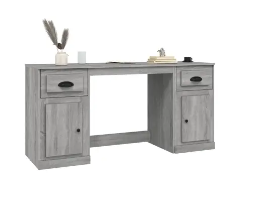 Rakstāmgalds Ar Skapīti, Pelēka Ozola Krāsā, Inženierijas Koks Vidaxl