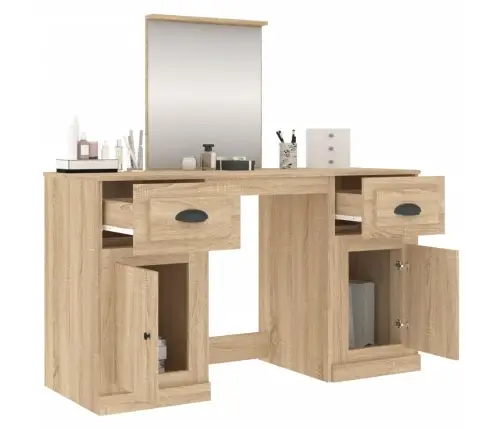 Peegliga Tualettlaud, Sonoma Tamm, 130X50X132,5 Cm