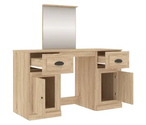 Peegliga Tualettlaud, Sonoma Tamm, 130X50X132,5 Cm