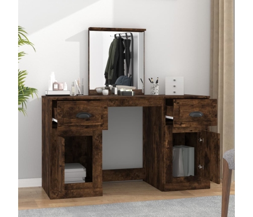 Peegliga Tualettlaud, Suitsutatud Tamm, 130X50X132,5 Cm