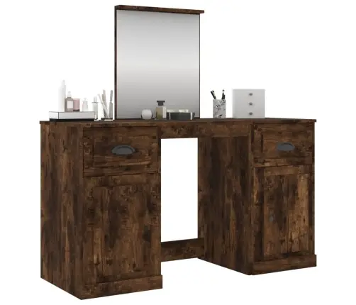 Kosmetinis Staliukas Su Veidrodžiu, Dūminis, 130X50X132,5Cm