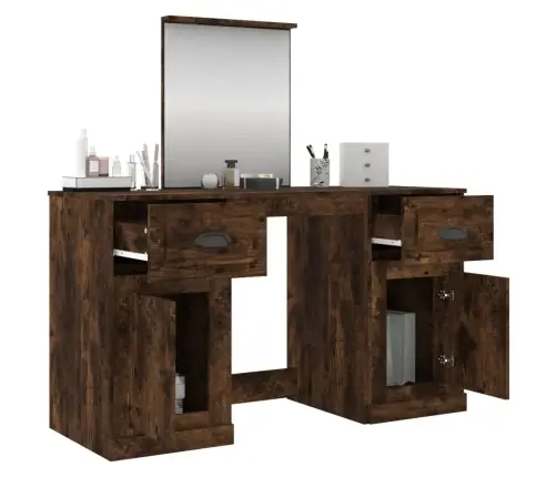 Kosmetinis Staliukas Su Veidrodžiu, Dūminis, 130X50X132,5Cm