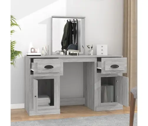 Kosmetinis Staliukas Su Veidrodžiu, Pilkas, 130X50X132,5Cm