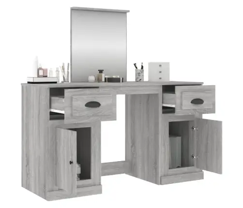 Kosmetinis Staliukas Su Veidrodžiu, Pilkas, 130X50X132,5Cm