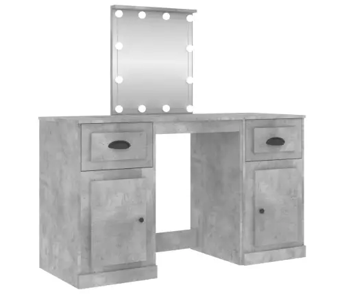Spoguļgaldiņš Ar Led, Betona Pelēks, 130X50X132,5 Cm Vidaxl