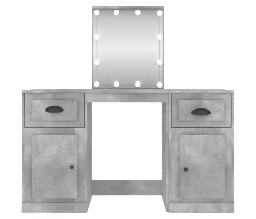 Spoguļgaldiņš Ar Led, Betona Pelēks, 130X50X132,5 Cm Vidaxl