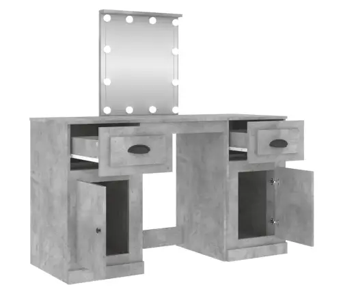 Spoguļgaldiņš Ar Led, Betona Pelēks, 130X50X132,5 Cm Vidaxl