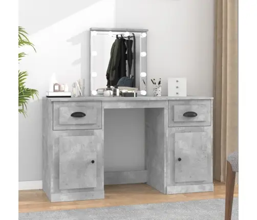 Spoguļgaldiņš Ar Led, Betona Pelēks, 130X50X132,5 Cm Vidaxl