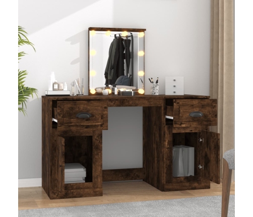 Spoguļgaldiņš Ar Led, Ozolkoka Krāsa, 130X50X132,5 Cm Vidaxl