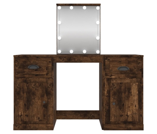 Spoguļgaldiņš Ar Led, Ozolkoka Krāsa, 130X50X132,5 Cm Vidaxl