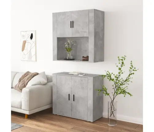 Augstais Skapītis, Betona Pelēks, Inženierijas Koks Vidaxl