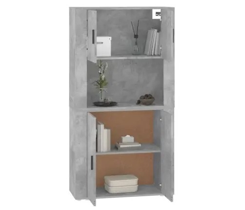 Augstais Skapītis, Betona Pelēks, Inženierijas Koks Vidaxl