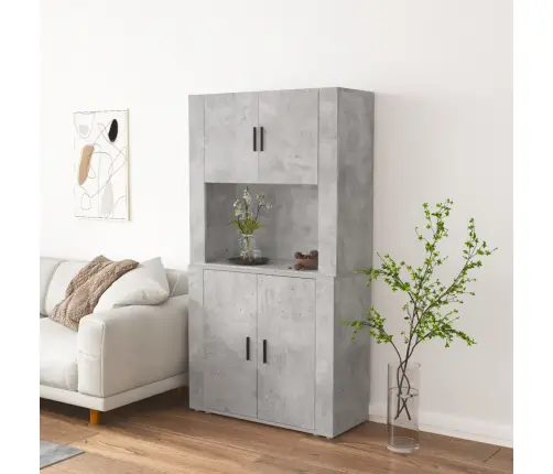 Augstais Skapītis, Betona Pelēks, Inženierijas Koks Vidaxl