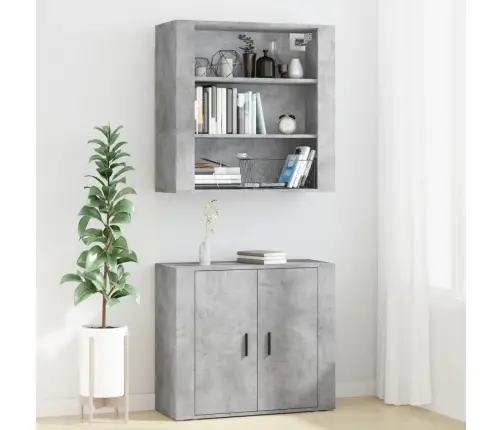 Augstais Skapītis, Betona Pelēks, Inženierijas Koks Vidaxl