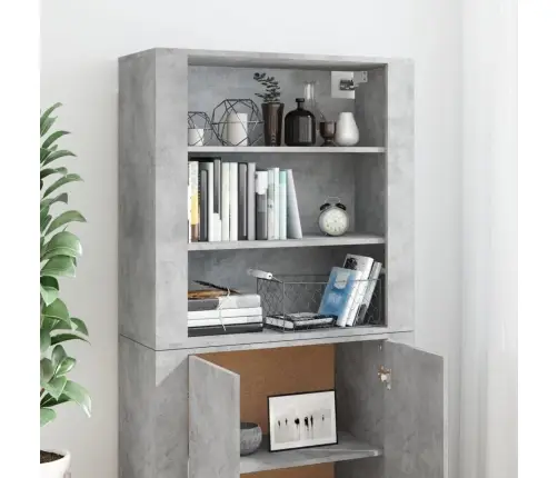 Augstais Skapītis, Betona Pelēks, Inženierijas Koks Vidaxl