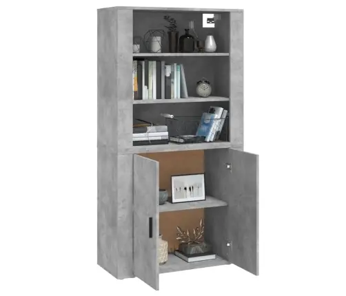 Augstais Skapītis, Betona Pelēks, Inženierijas Koks Vidaxl