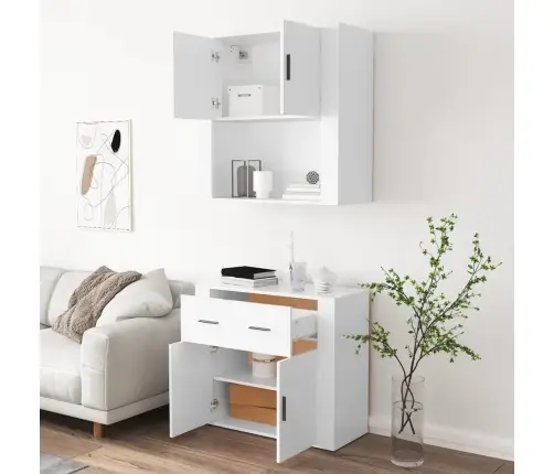 Augstais Skapītis, Balts, Inženierijas Koks Vidaxl