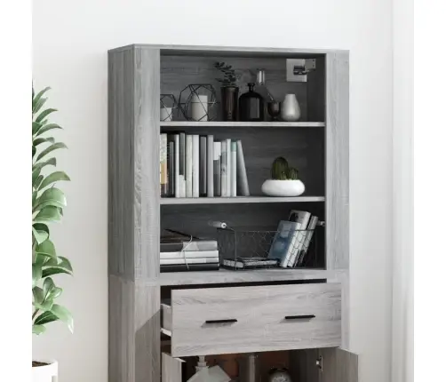 Augstais Skapītis, Pelēka Ozolkoka Krāsa, Inženierijas Koks Vidaxl Augstais Skapītis, Pelēka Ozolkoka Krāsa, Inženierijas Koks Vidaxl