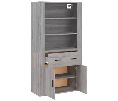 Augstais Skapītis, Pelēka Ozolkoka Krāsa, Inženierijas Koks Vidaxl Augstais Skapītis, Pelēka Ozolkoka Krāsa, Inženierijas Koks Vidaxl