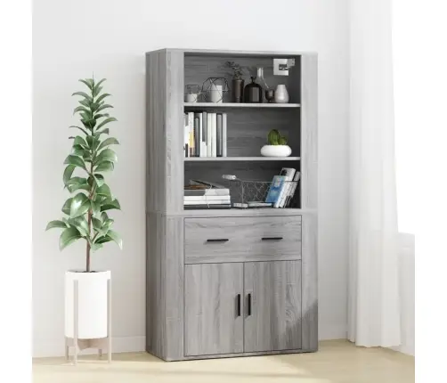 Augstais Skapītis, Pelēka Ozolkoka Krāsa, Inženierijas Koks Vidaxl Augstais Skapītis, Pelēka Ozolkoka Krāsa, Inženierijas Koks Vidaxl