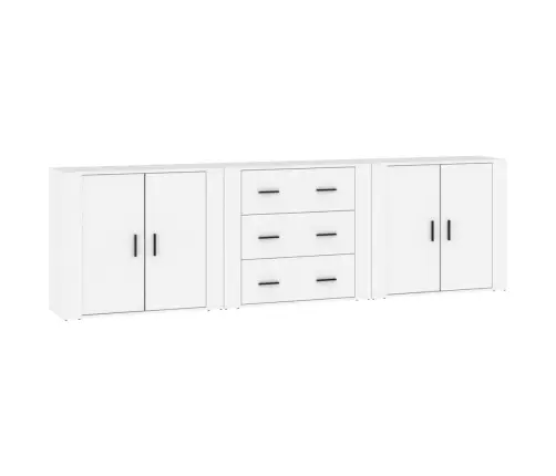 Kumodes, 3 Gab., Baltas, Inženierijas Koks Vidaxl Kumodes, 3 Gab., Baltas, Inženierijas Koks Vidaxl