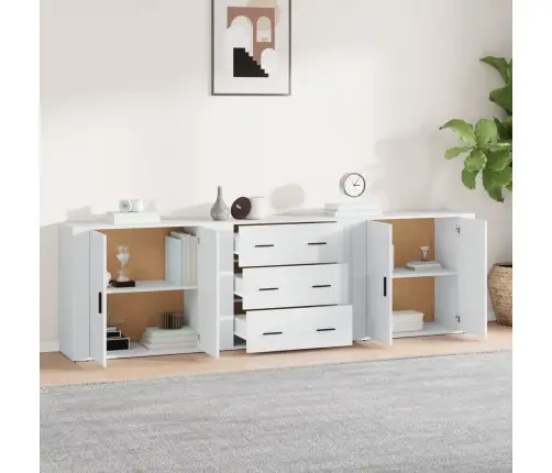 Kumodes, 3 Gab., Baltas, Inženierijas Koks Vidaxl Kumodes, 3 Gab., Baltas, Inženierijas Koks Vidaxl