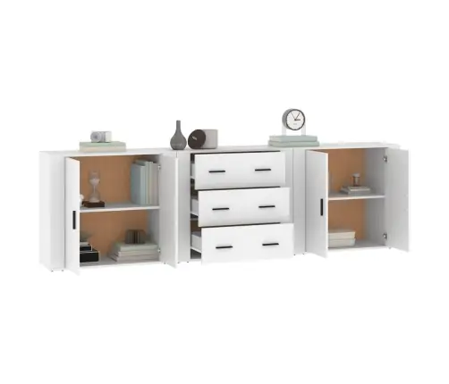 Kumodes, 3 Gab., Baltas, Inženierijas Koks Vidaxl Kumodes, 3 Gab., Baltas, Inženierijas Koks Vidaxl