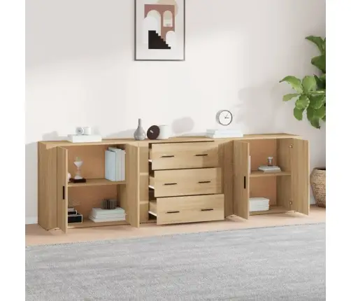Kumodes, 3 Gab., Ozolkoka Krāsa, Inženierijas Koks Vidaxl