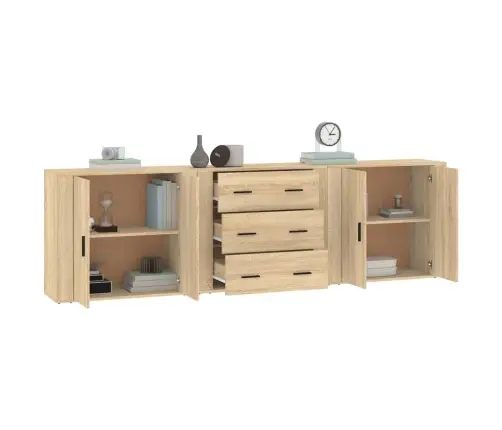 Kumodes, 3 Gab., Ozolkoka Krāsa, Inženierijas Koks Vidaxl