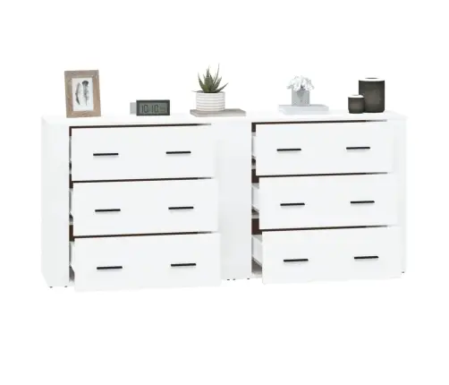 Kumodes, 2 Gab., Baltas, Inženierijas Koks Vidaxl