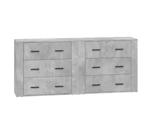 Šoninės Spintelės, 2Vnt., Betono Pilkos, Apdirbta Mediena