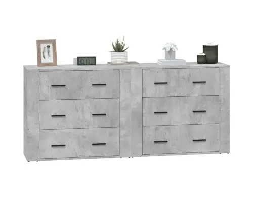 Šoninės Spintelės, 2Vnt., Betono Pilkos, Apdirbta Mediena