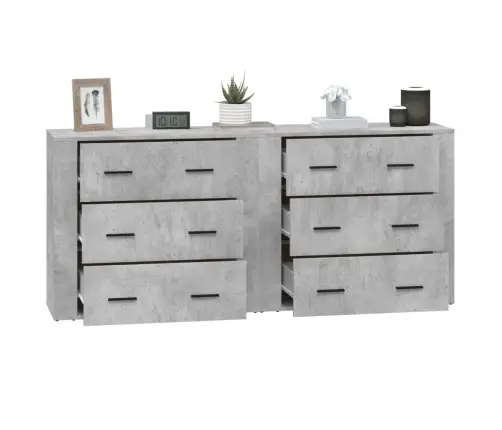 Šoninės Spintelės, 2Vnt., Betono Pilkos, Apdirbta Mediena