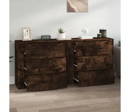 Puhvetkapid 2 Tk, Suitsutatud Tamm, Tehispuit Puhvetkapid 2 Tk, Suitsutatud Tamm, Tehispuit