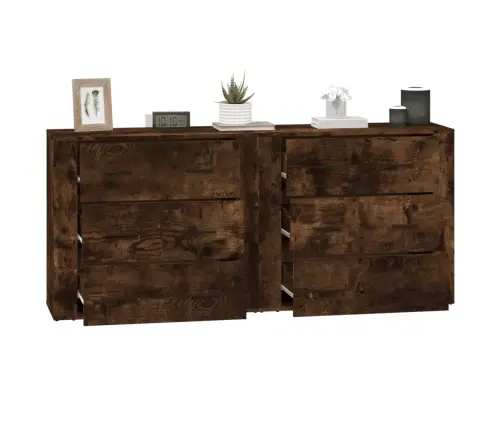 Puhvetkapid 2 Tk, Suitsutatud Tamm, Tehispuit Puhvetkapid 2 Tk, Suitsutatud Tamm, Tehispuit